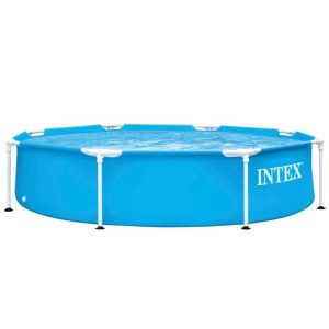 Piscina desmontable tubular de estructura metálica y lona azul claro